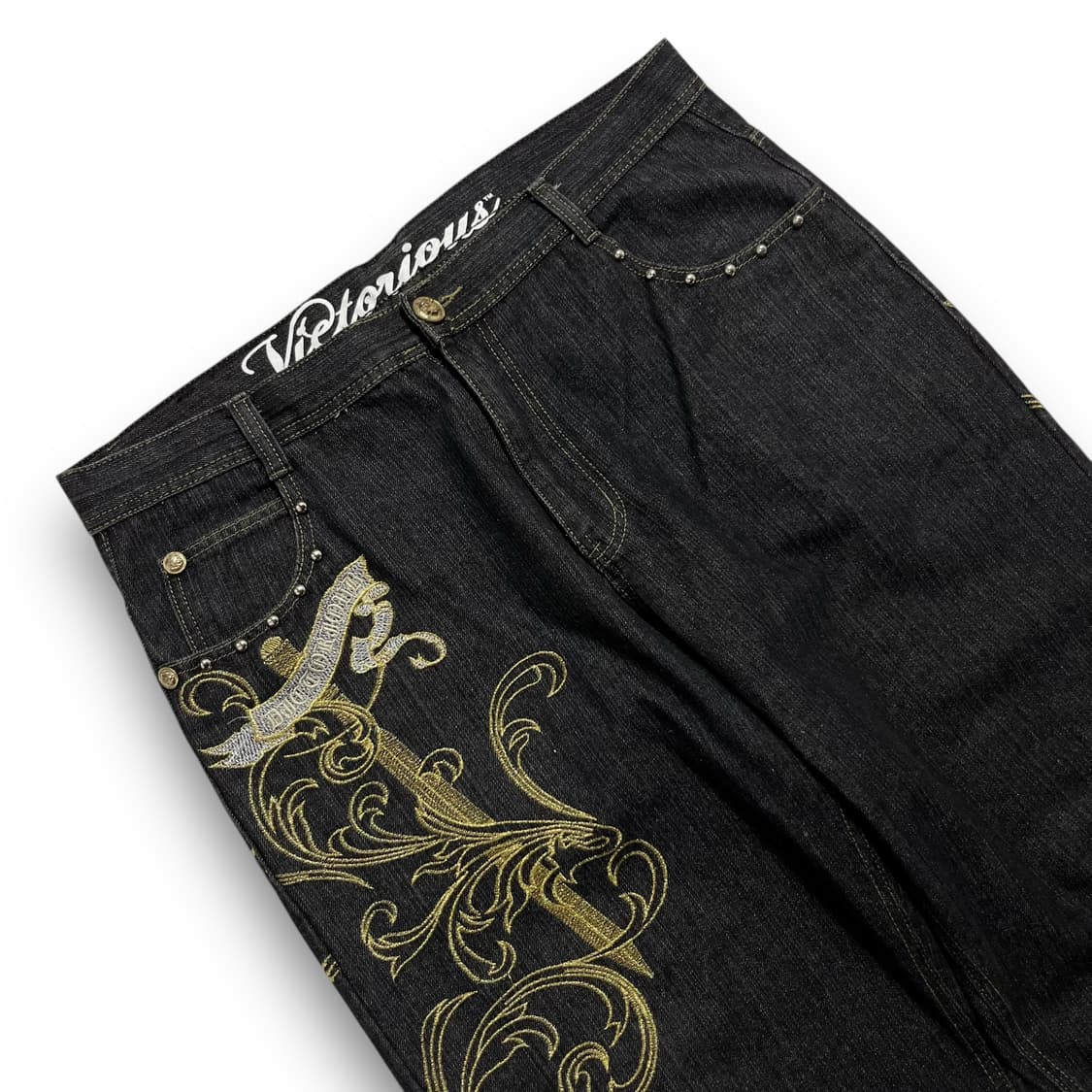 Crown Holder Gold Embroidered Jeans 상품이미지5