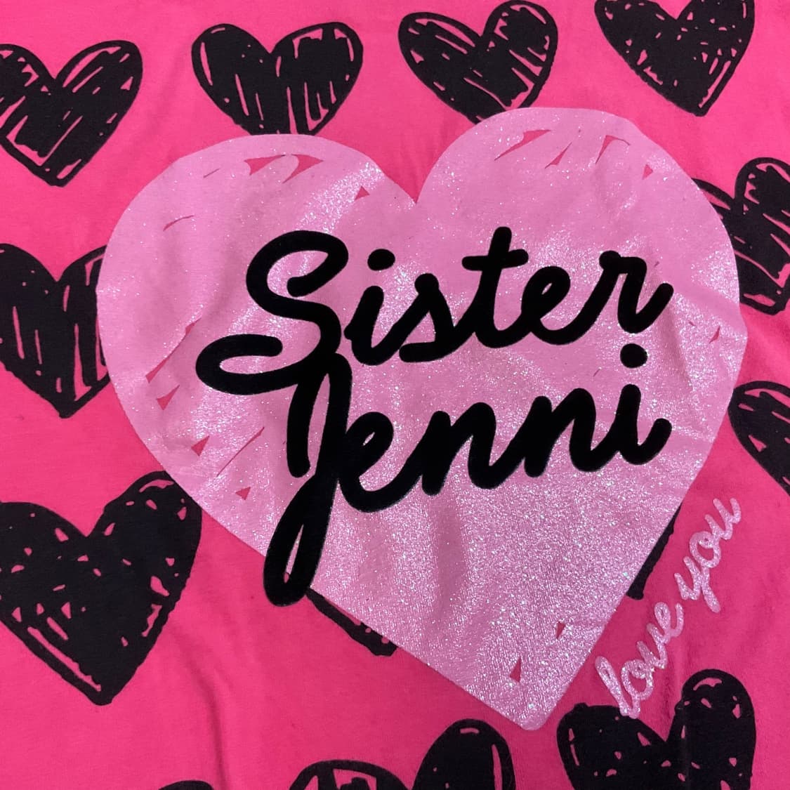 JENNI 긴팔 티셔츠 하트 프린팅 글리터 핫핑크 니혼진 갸루 펑크  상품이미지2