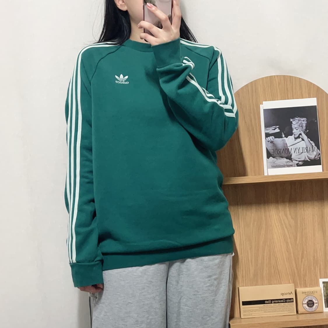[정품] 아디다스 청록 트레포일 기모 맨투맨 [ L ] 상품이미지2