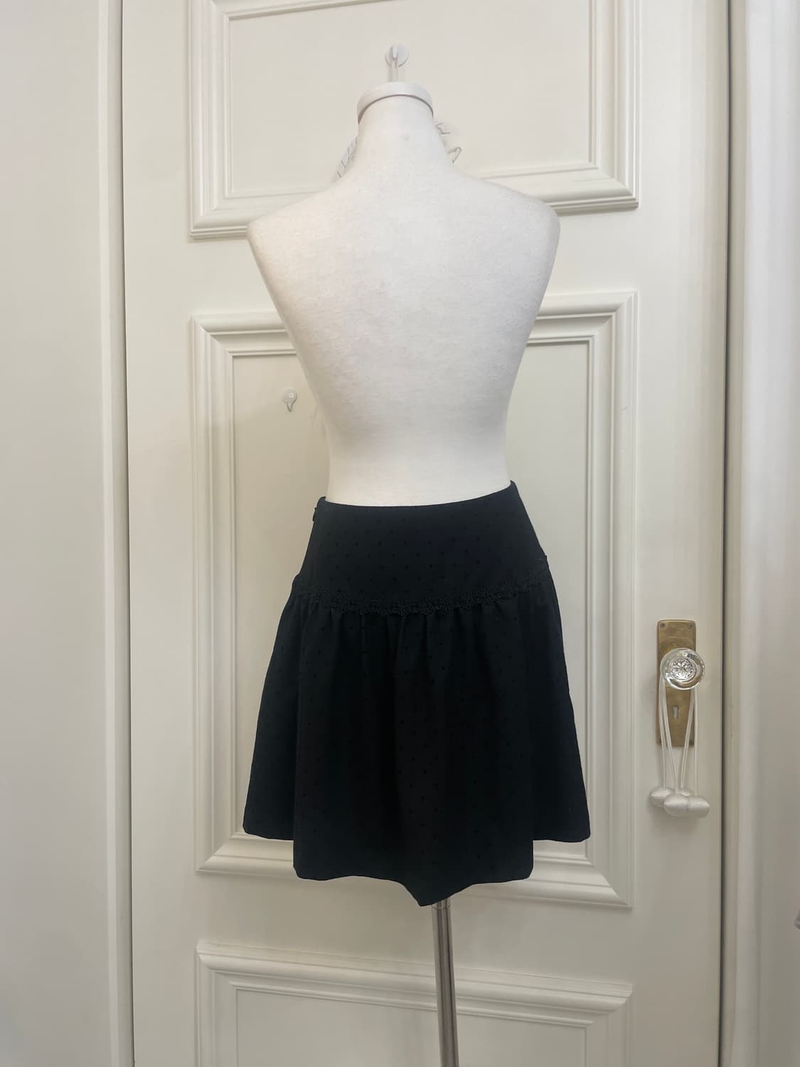 black dot lace point shirring mini skirt 상품이미지3