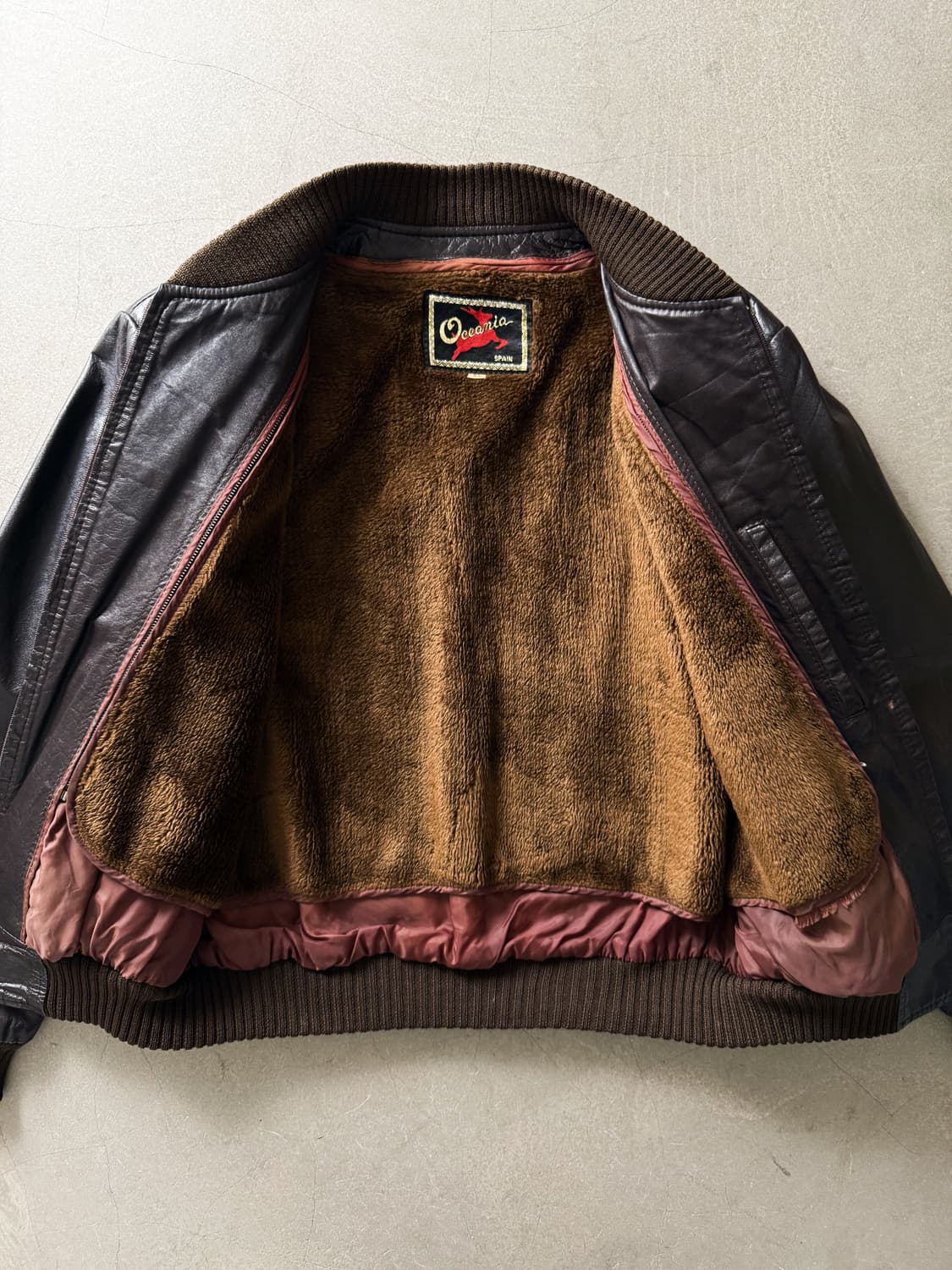 70s Oceania Spain Leather Bomber Jacket 상품이미지4