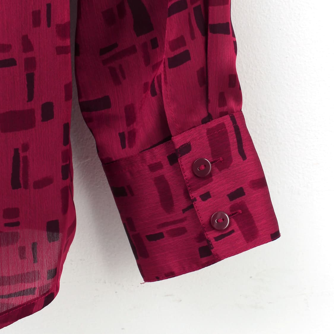 일본 빈티지 퍼플 레드 도형 패턴 블라우스 상품이미지4