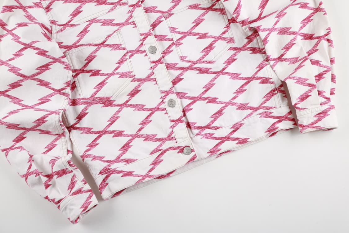 [36] 이자벨마랑 화이트 핑크프린팅 데님 트러커 자켓 상품이미지3