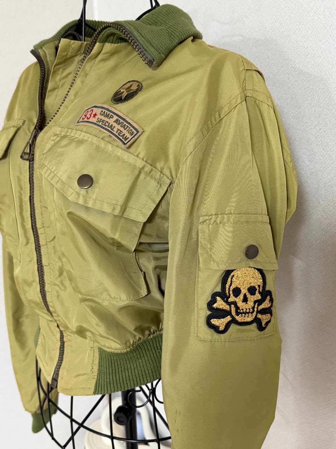 빈티지 카키 크롭 밀리터리 자켓 y2k 펑크 상품이미지2