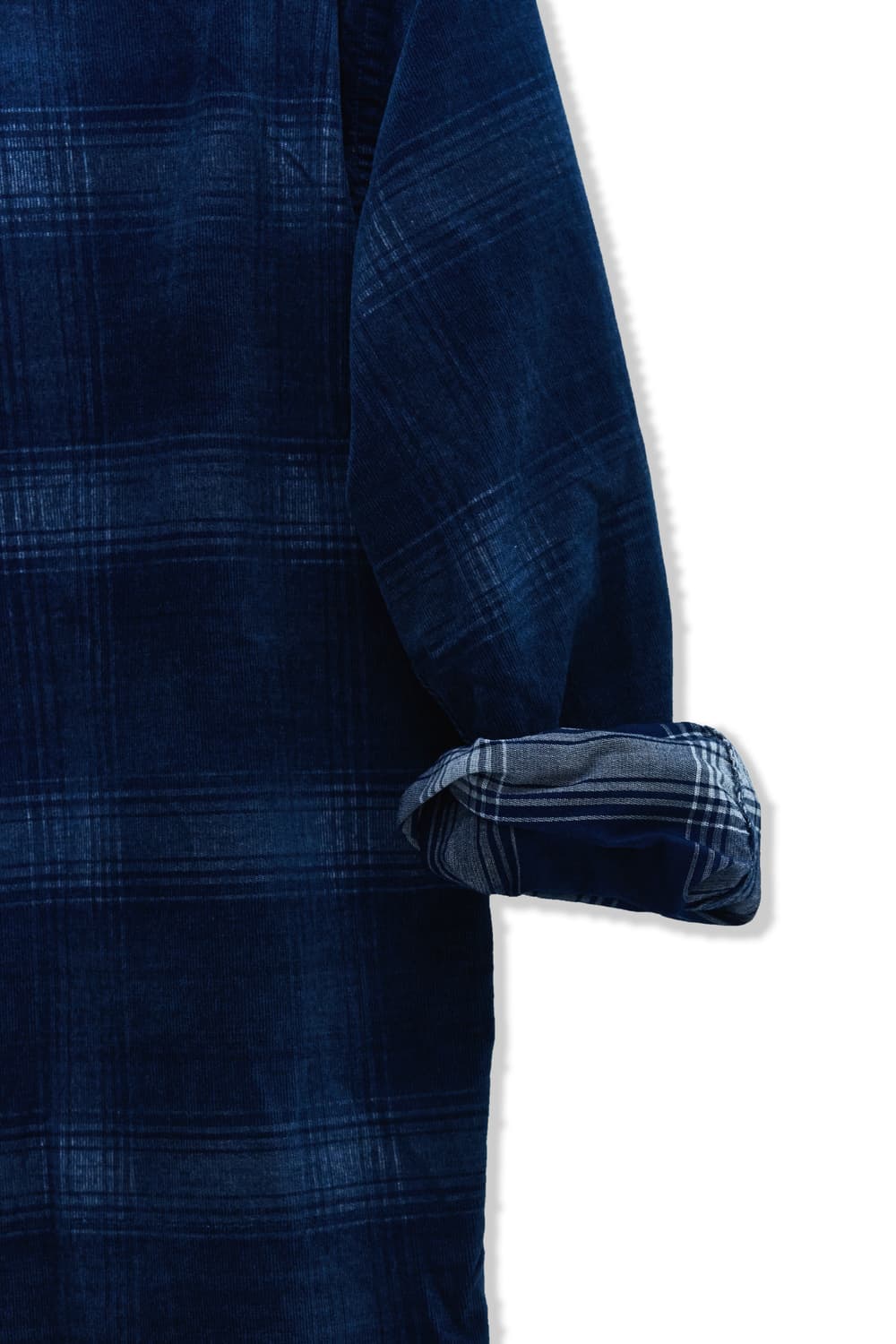 퍼렌(PERENN) 릴렉스드 코듀로이 체크 블루 셔츠 상품이미지4