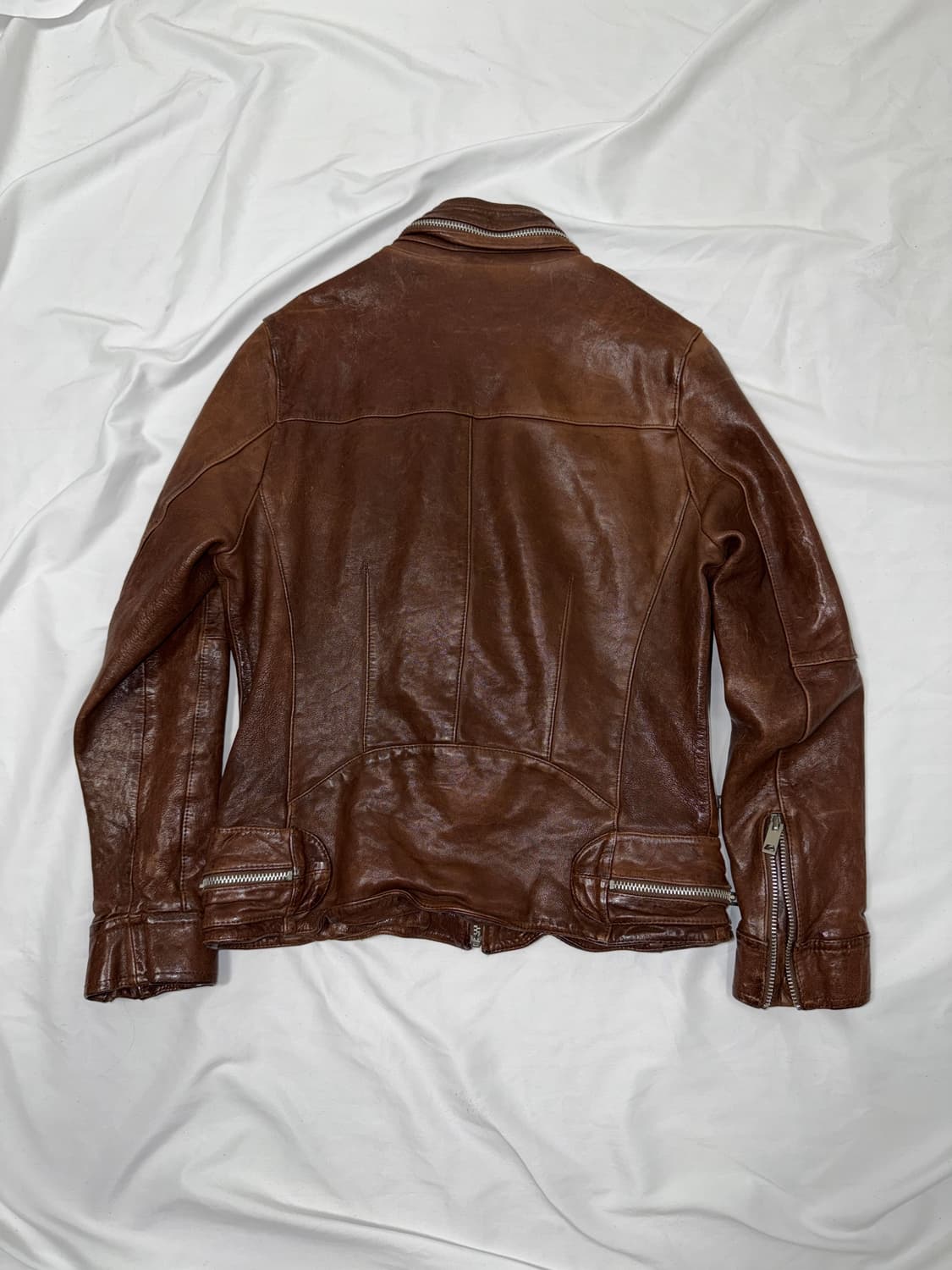 멀티 지퍼 크링클 레더 자켓 상품이미지5