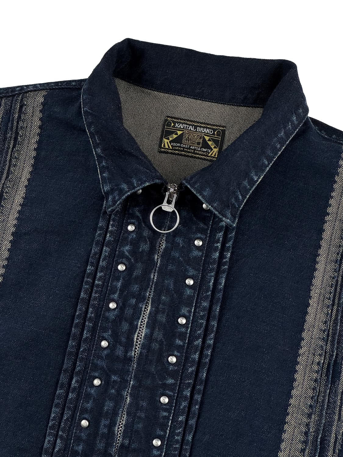 캐피탈 12온즈 야가수리 자카드 데님 치마요 드리즐러 자켓 인디고 상품이미지3