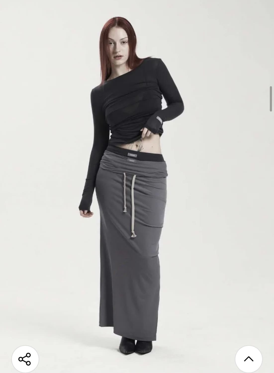 ODOR 오도어 져지 셔링 스커트 그레이 상품이미지1