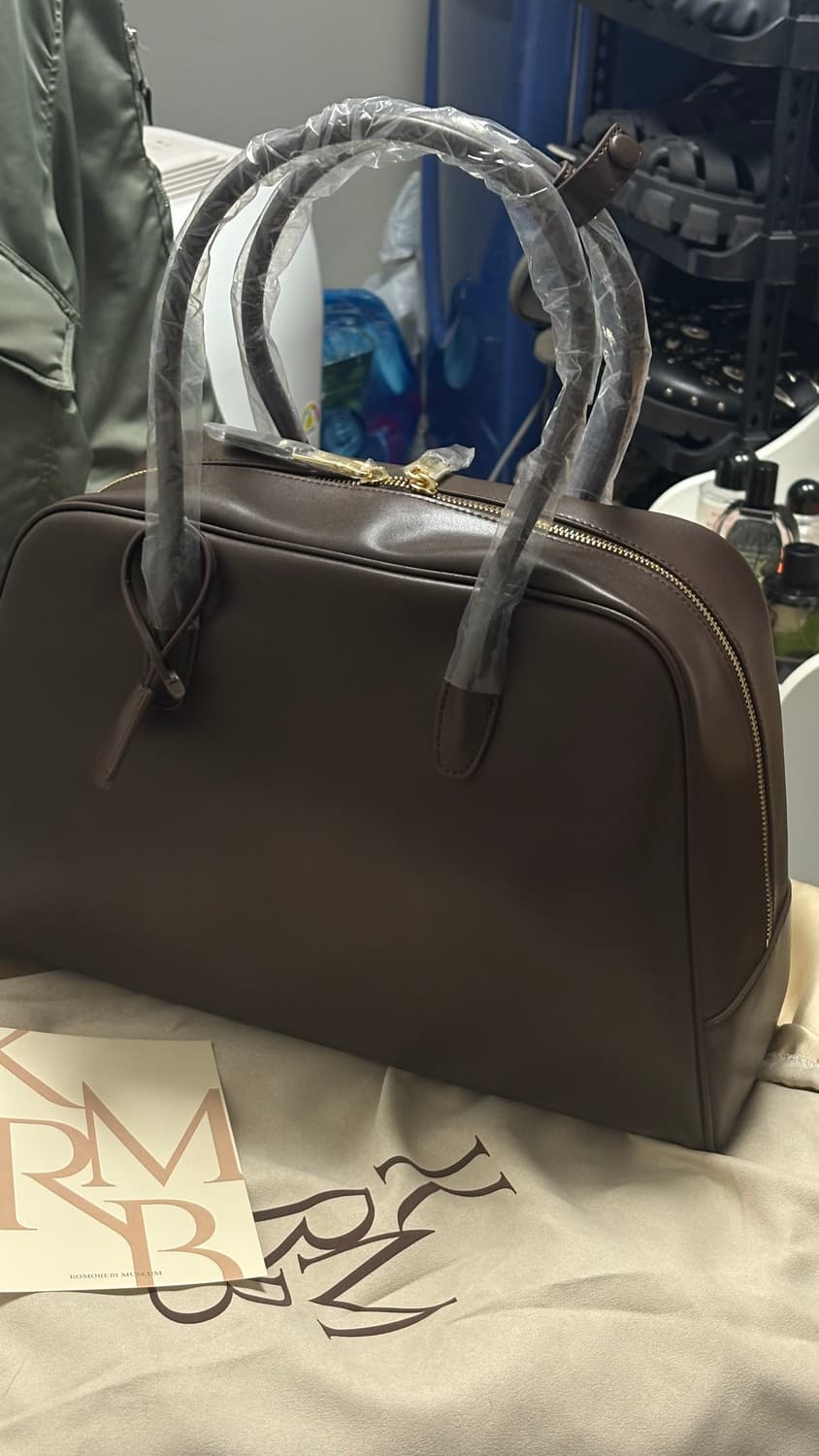 코모레비뮤지엄 카우레더 볼링백 라지 브라운 상품이미지4