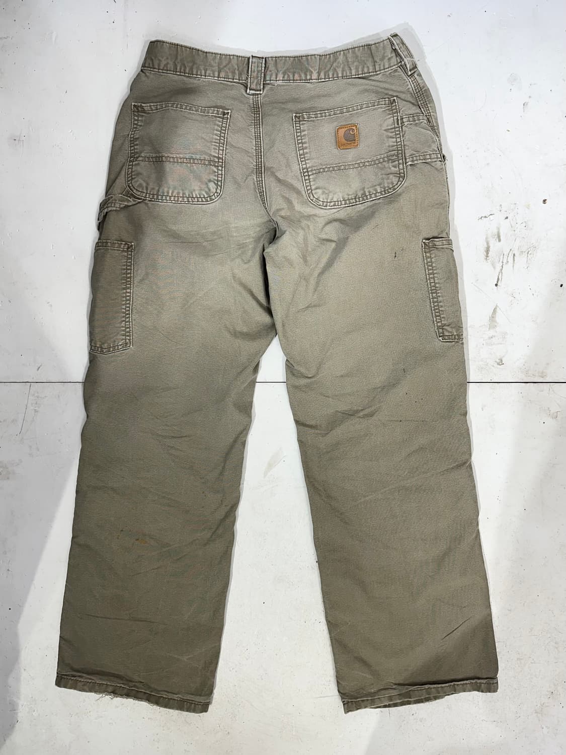 칼하트 b151 카키 와이드 카펜터 가죽탭 워크 팬츠 데님 바지 상품이미지5