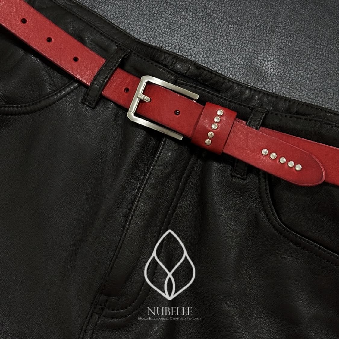 🌗 Vegetable stud belt / 스터드 소가죽 웨스턴 벨트 상품이미지1
