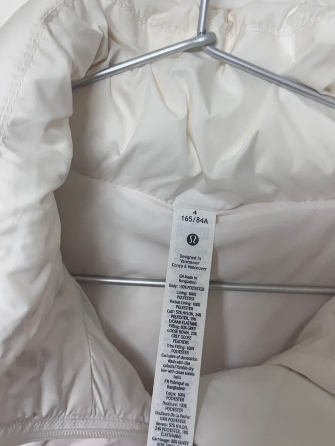 룰루레몬 여성 숏패딩 화이트 4사이즈 상품이미지5