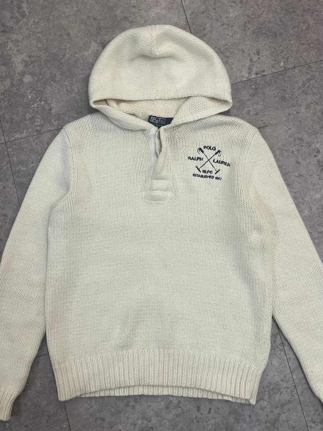 폴로 랄프로렌 헤비 코튼 후드 니트 스웨터 아이보리 M #csz3428 상품이미지5