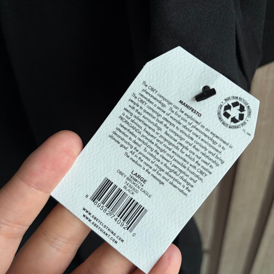 새상품(L)오베이 브로큰이글 로고 반팔티셔츠 블랙 상품이미지3