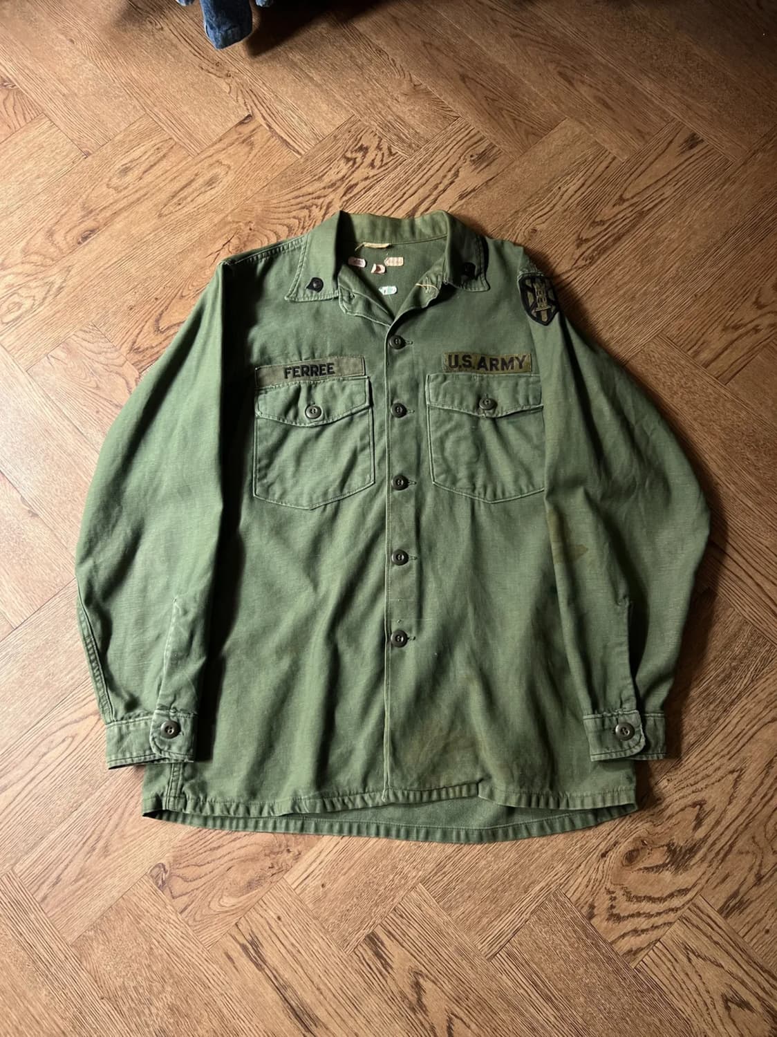 [M]60's 오리지널 U.S ARMY OG-107 더티워싱 셔츠 상품이미지1