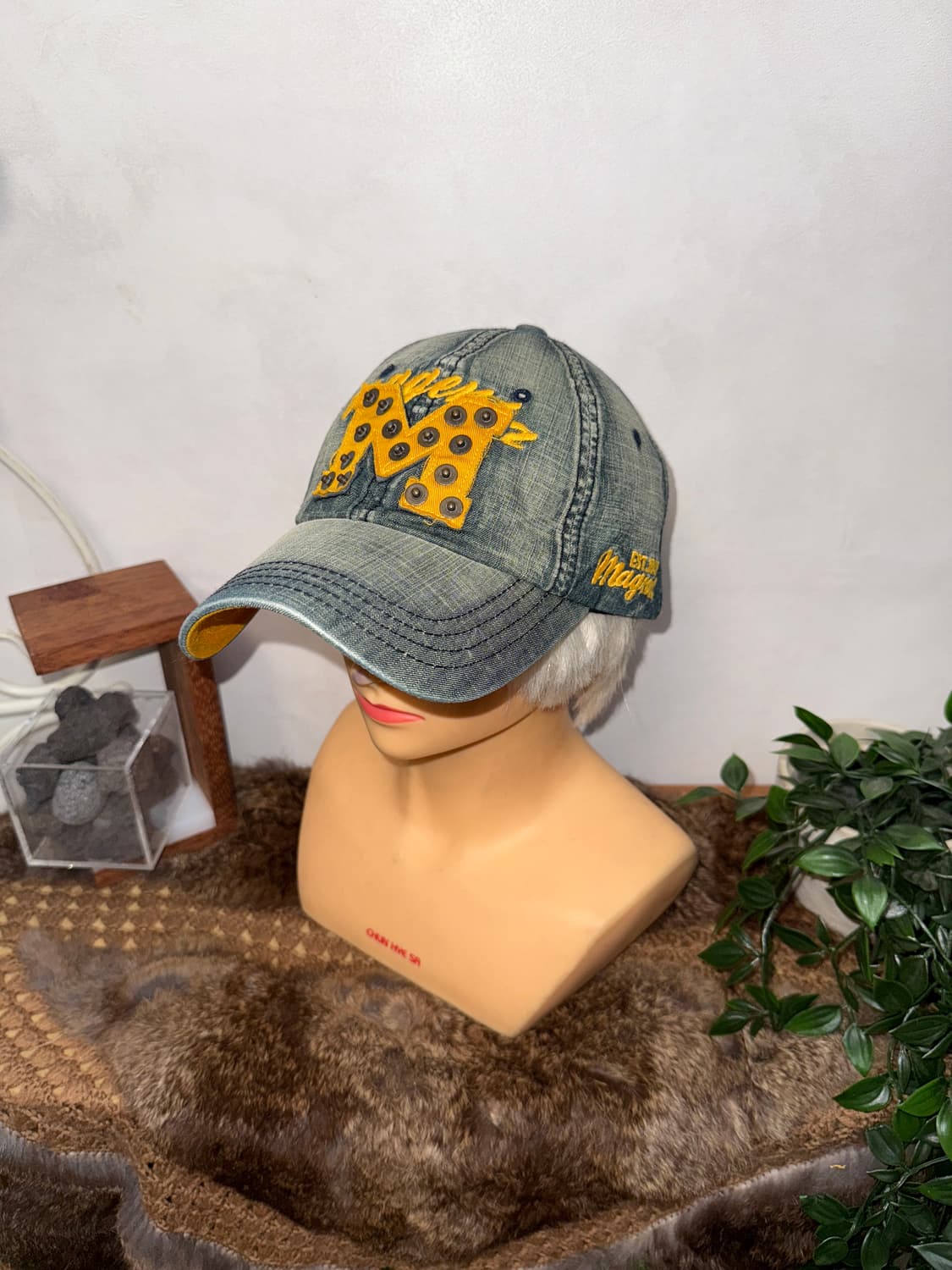 Washing denim vintage patch ball cap 상품이미지1