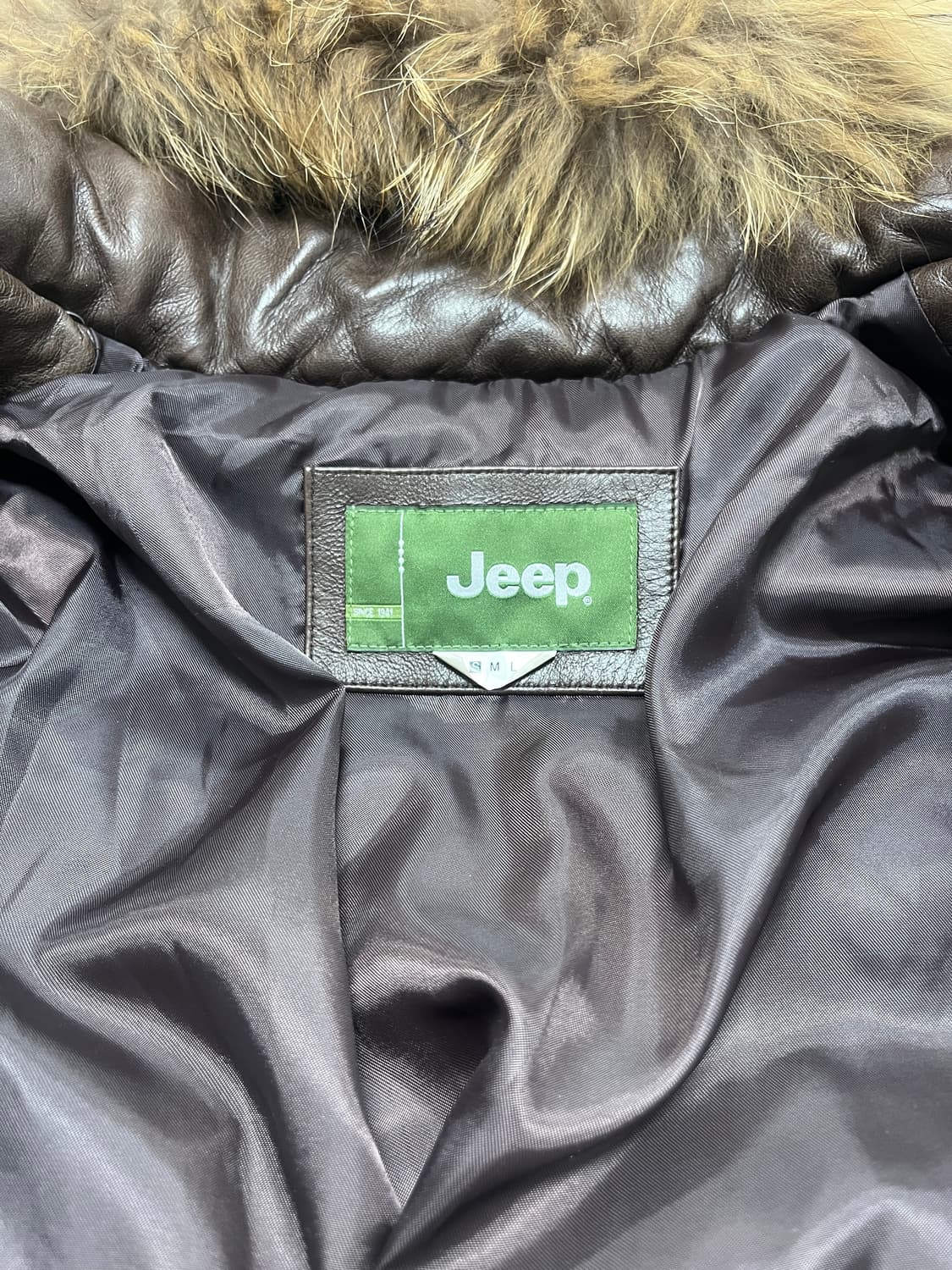 지프 양가죽 퍼 후드 레더 패딩 재킷 S 상품이미지4