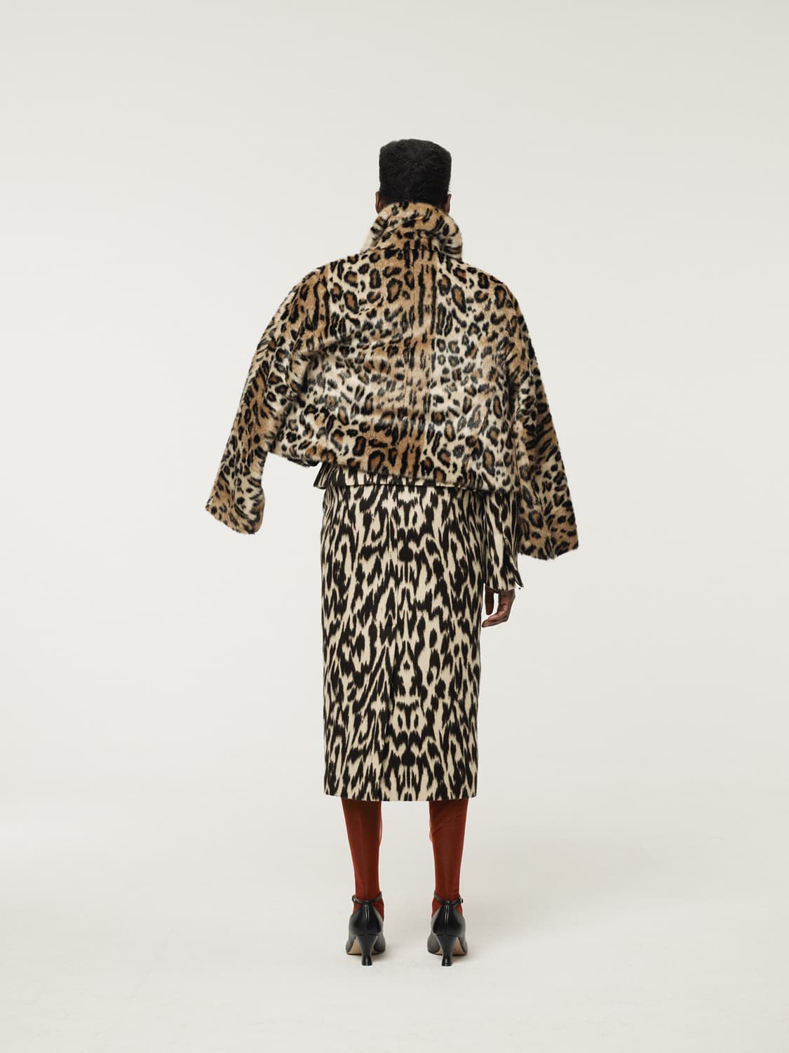 렉토 RECTO 레오파드 폭스 퍼 숏 코트 베이지 상품이미지7