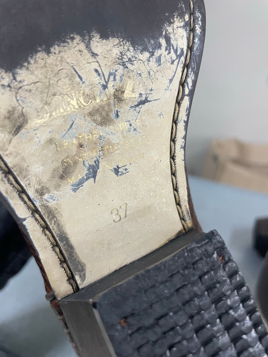 산초 브라운 가죽 웨스턴 카우보이 부츠 EU38 상품이미지7