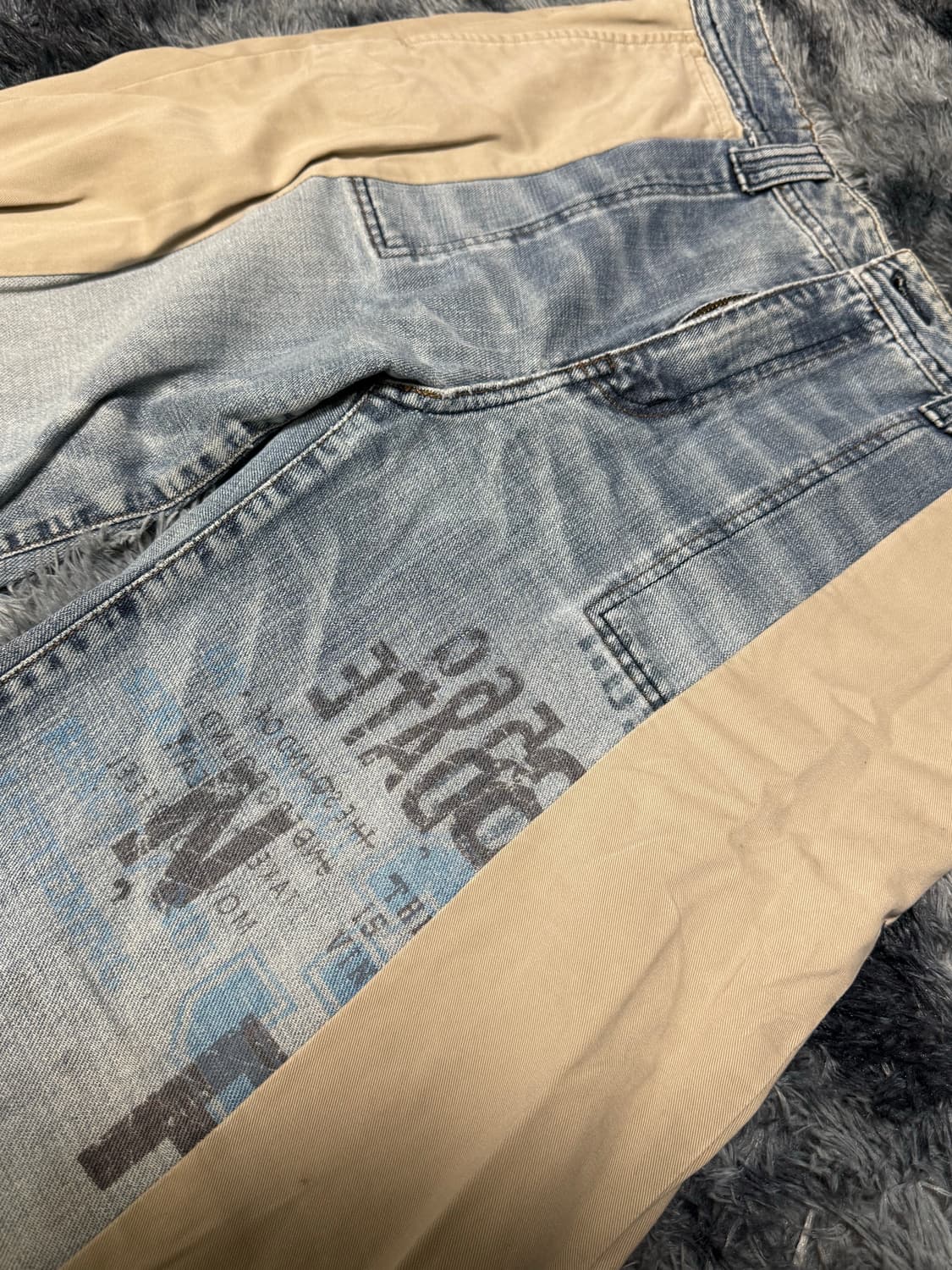 vintage연청데님 × 카키슬랙스 배색 팬츠 상품이미지4