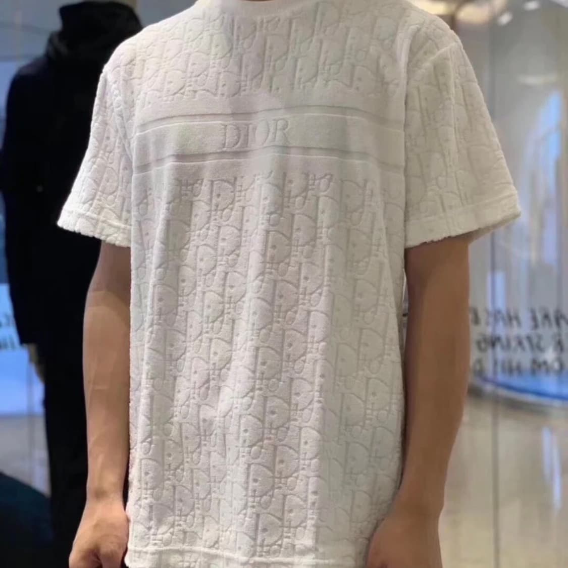 [B급/L] 디올 오블리크 테리 코튼 반팔 니트 화이트 상품이미지7