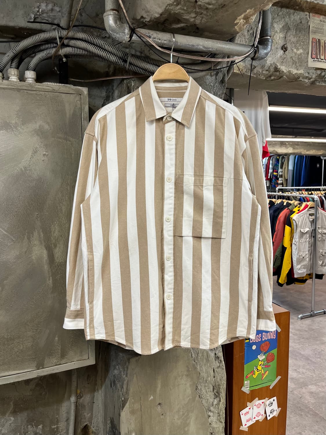 송지오 스트라이프 코튼 포켓 셔츠 자켓  #csz1590 상품이미지1