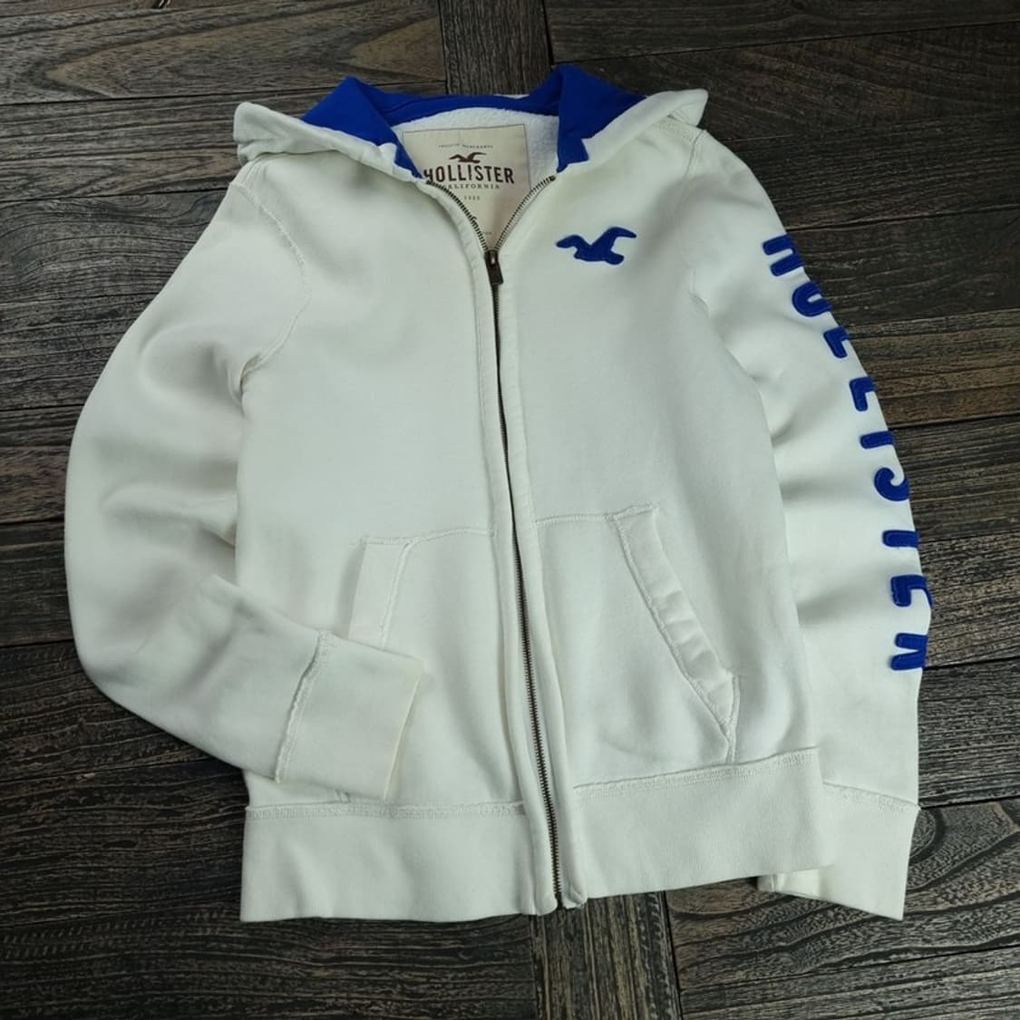[홀리스터] Y2K 빈티지 로고 패치 후드 집업 아이보리 M18946 상품이미지1