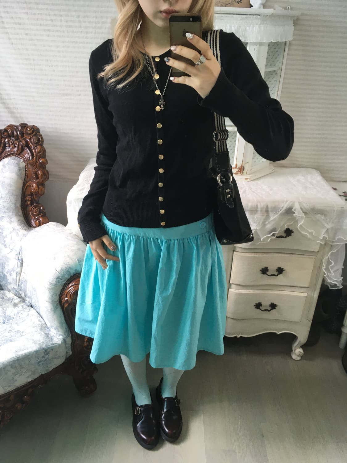 아네스베 블랙 버튼 가디건 상품이미지3