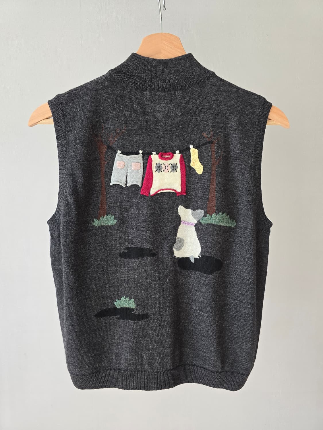 강아지 뜨개 디테일 울 니트 베스트(made in Japan) 상품이미지2