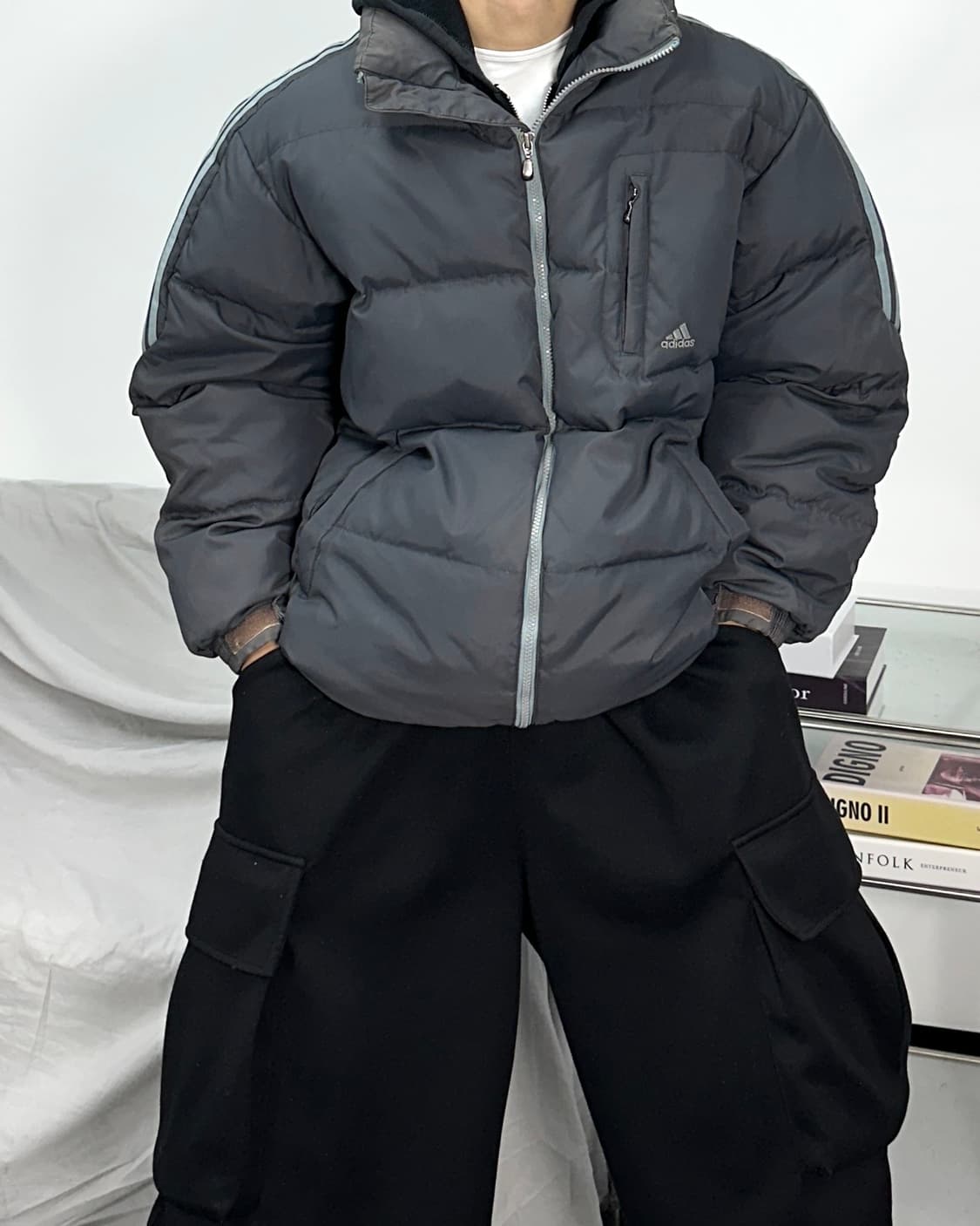 아디다스 올드스쿨 그레이 패딩 105 상품이미지1