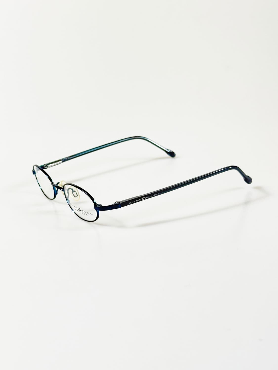 90s CHEVIGNON 블루 메탈 슬림 오벌 빈티지 안경 상품이미지3