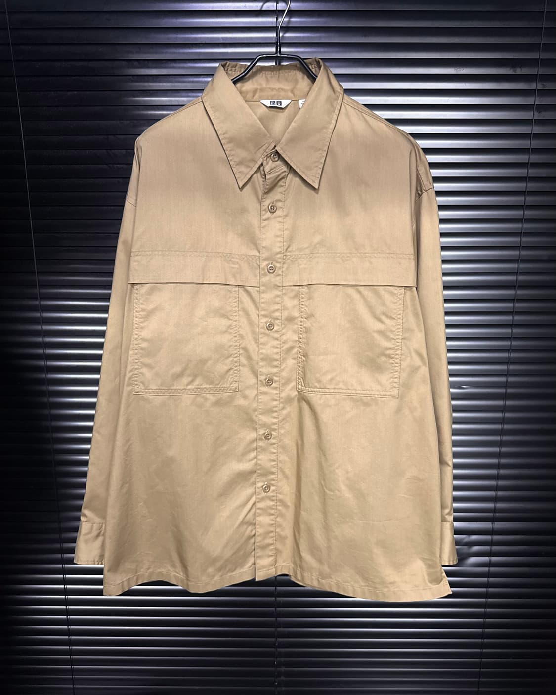 유니클로U 르메르 유틸리티 셔츠 남방 베이지 XL 105 면 나일론 카키 상품이미지1