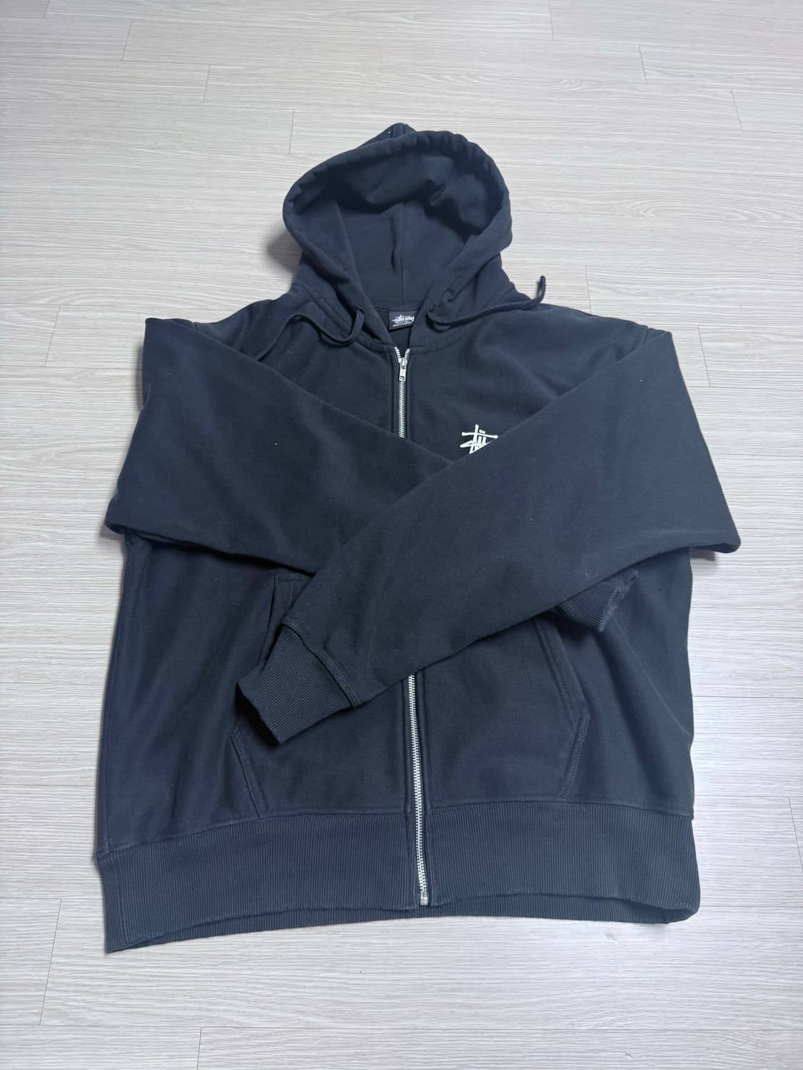 스투시 베이직 후드집업 블랙 XL 상품이미지3
