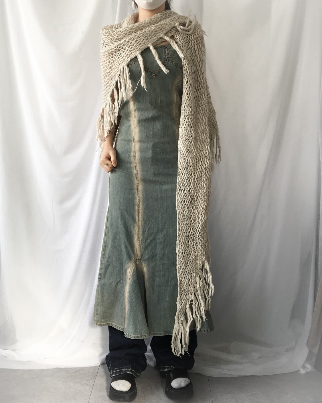 Fringe net woolen cape 상품이미지8