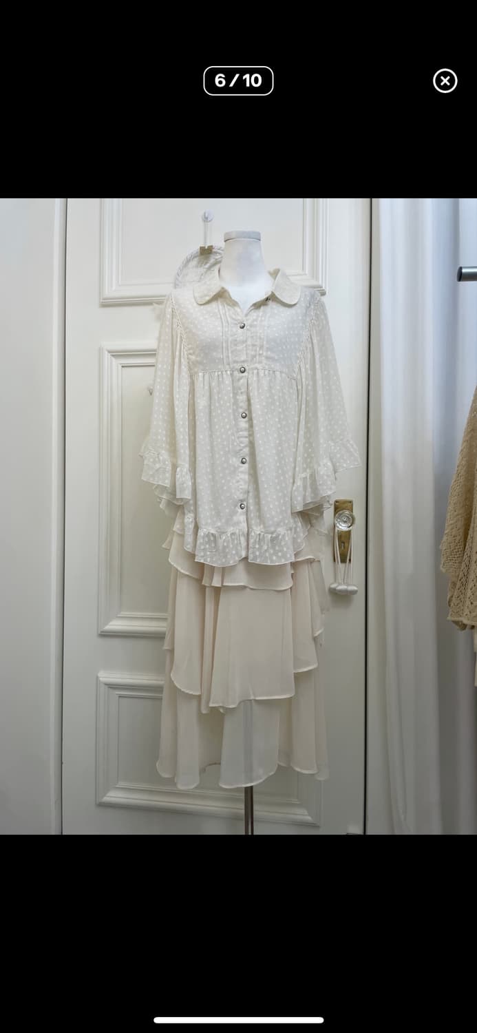 모리걸 갸루 아이보리 블라우스 케이프 상품이미지2