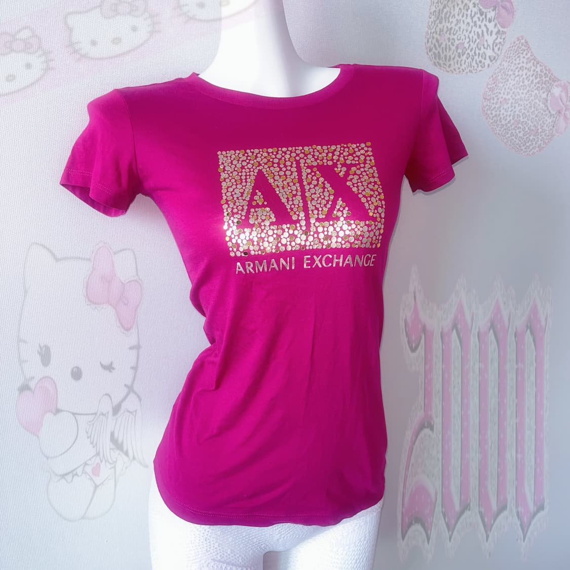 Armani Exchange 00s 갸루 맥블링 와투케 핫핑크 반팔티 상품이미지3