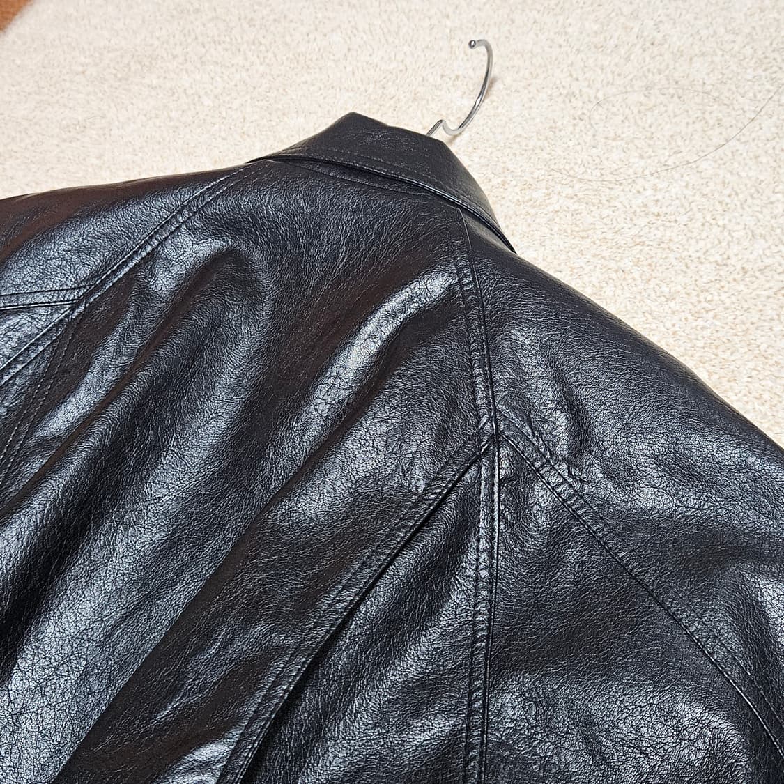 (수정) 트리밍버드 플래킷 레더 블루종 블랙 상품이미지7