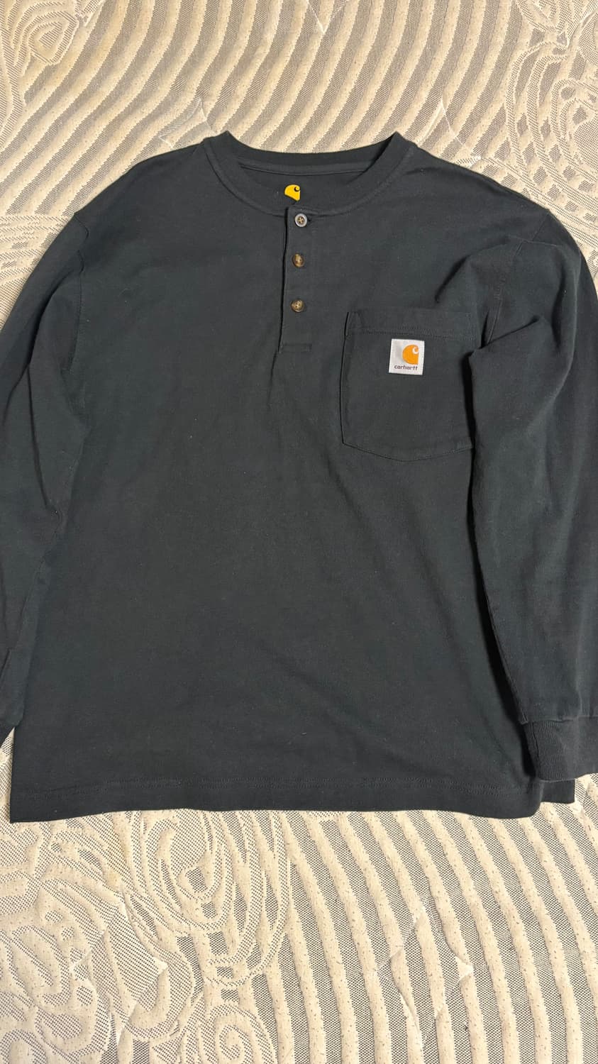 칼하트 블랙 헨리넥 긴팔 티셔츠 s 상품이미지1