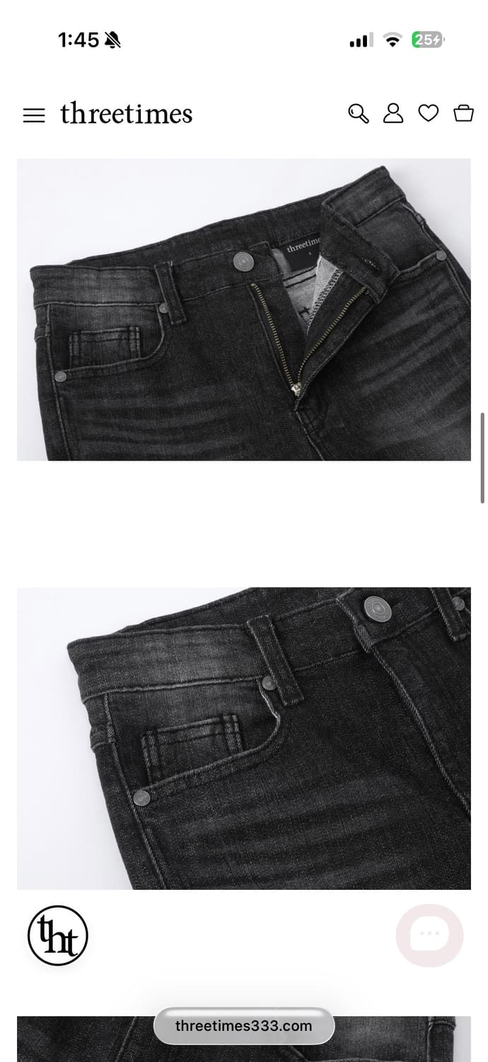 쓰리타임즈 부츠컷 데님 팬츠 블랙 흑청 m 상품이미지3