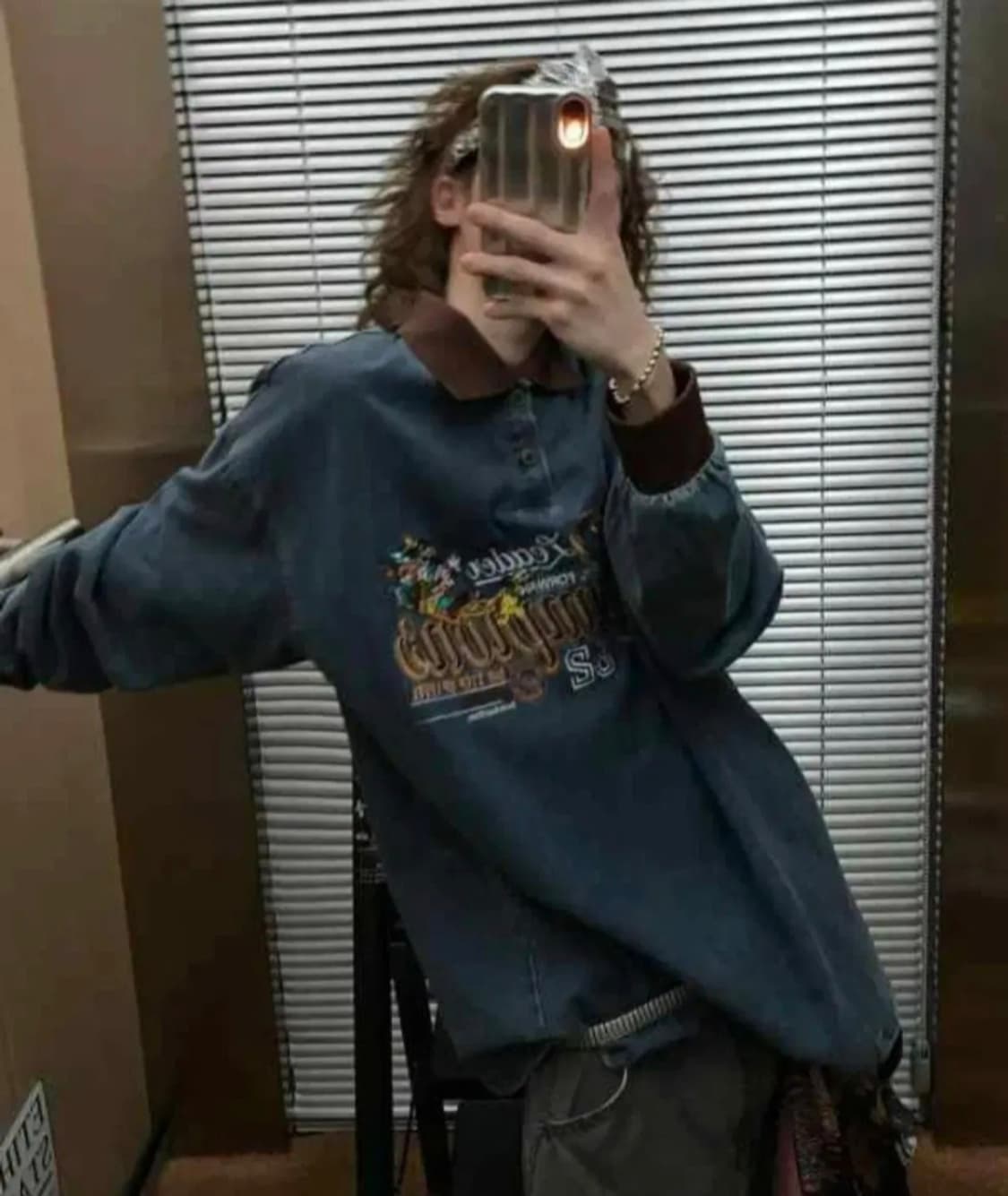 일본 빈티지 미키 워싱 데님 카라 티셔츠 상품이미지4