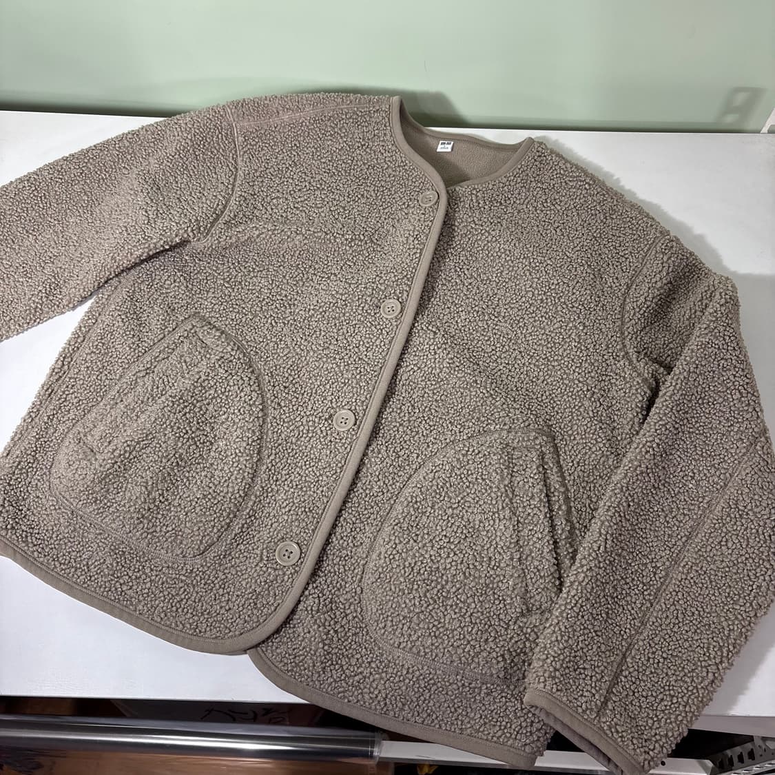 우먼M-L 유니클로 베이지 뽀글이 후리스자켓 상품이미지1