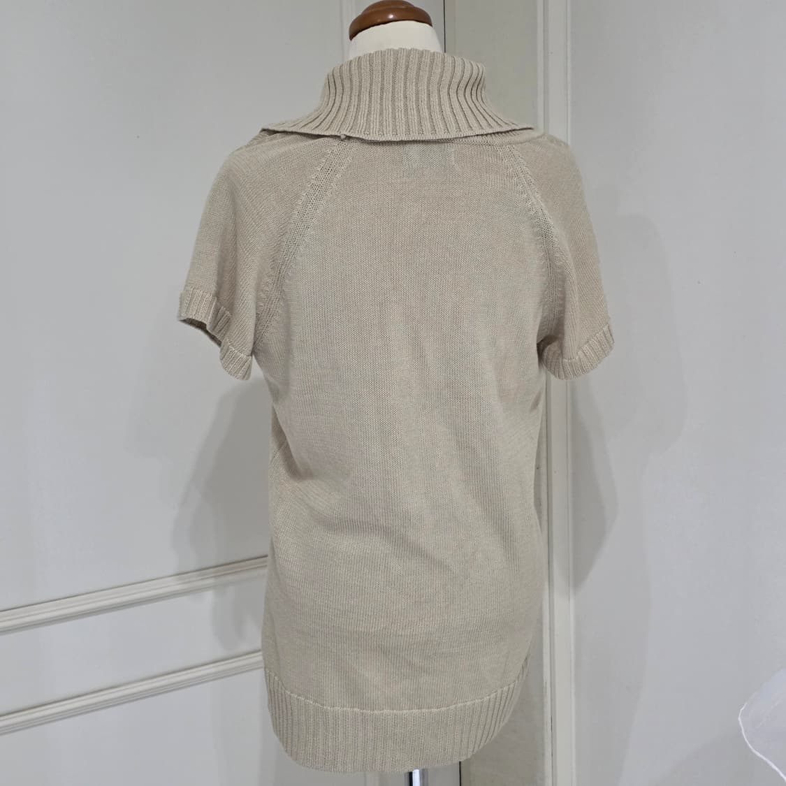 일본빈티지)베이지 하구미 모리걸 라떼갸루 반팔 레이어드 로맨틱짜임 니트 상품이미지5