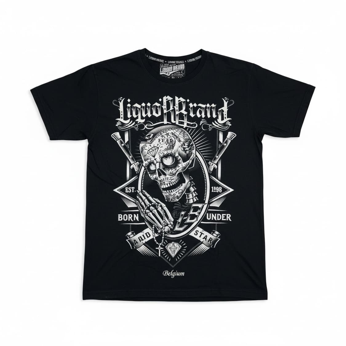 리쿼브랜드 해골 프린팅 반팔 티셔츠 블랙 M 상품이미지1