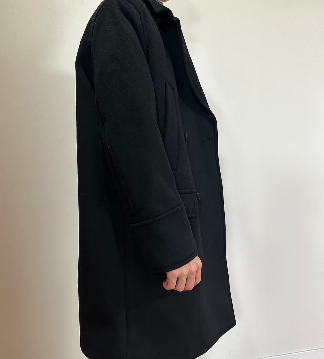 (새상품)Kai-aakmann 블랙 더블 울코트 상품이미지2