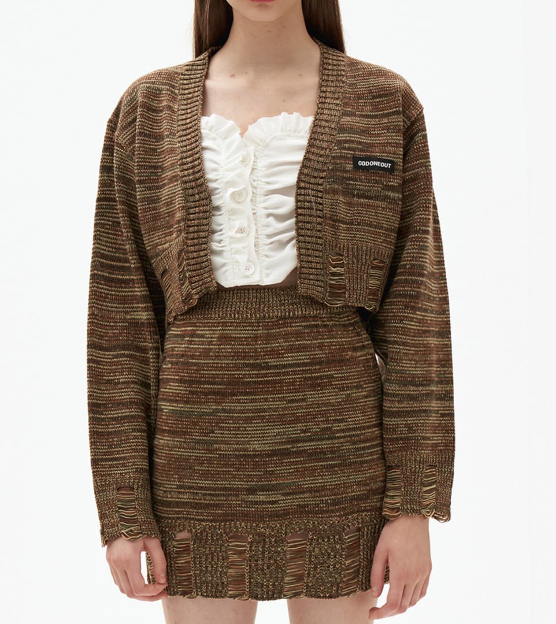 오드원아웃 브라운 니트 스커트 치마 상품이미지1