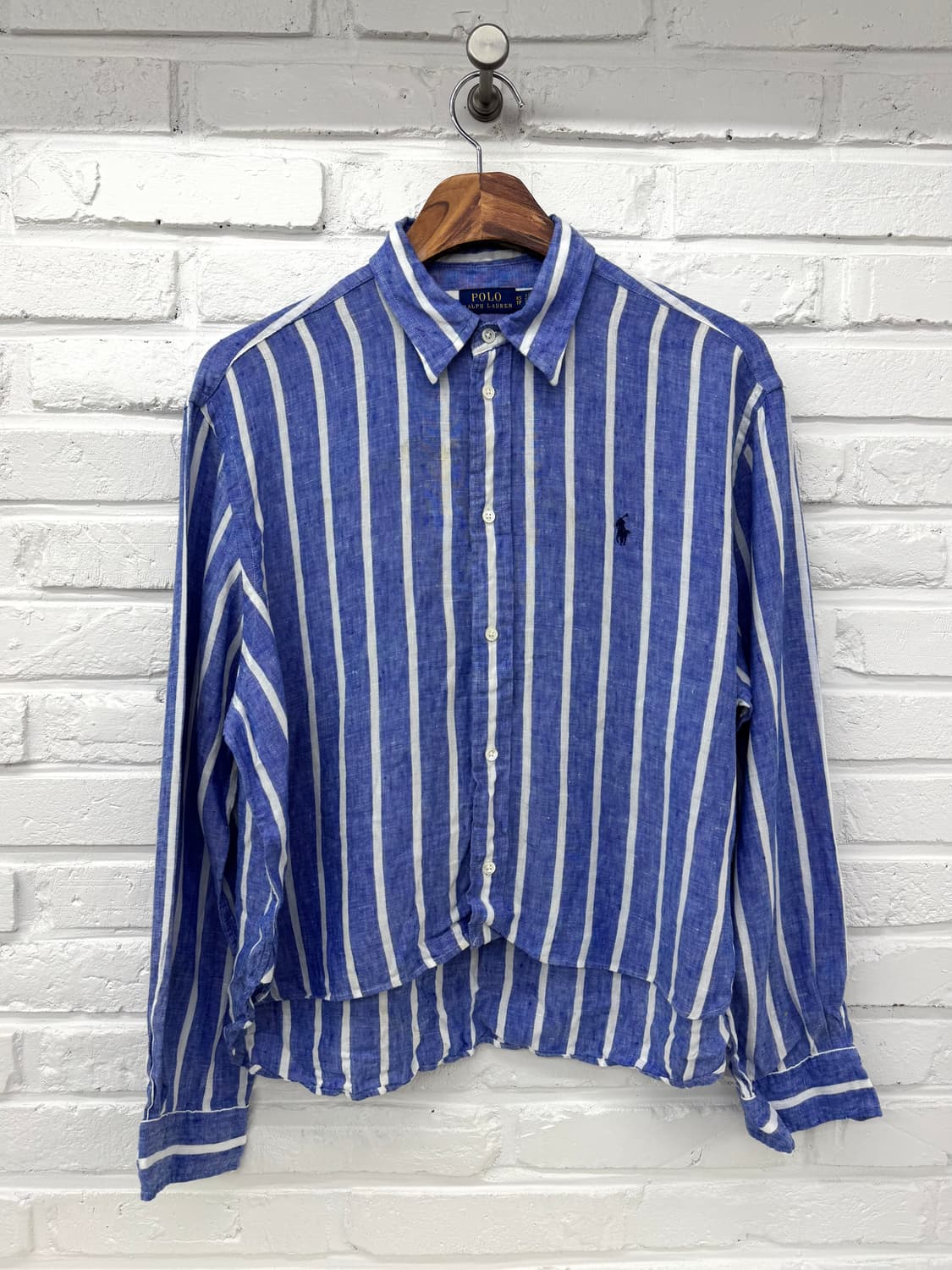 폴로 블루 스트라이프 린넨 셔츠 상품이미지1
