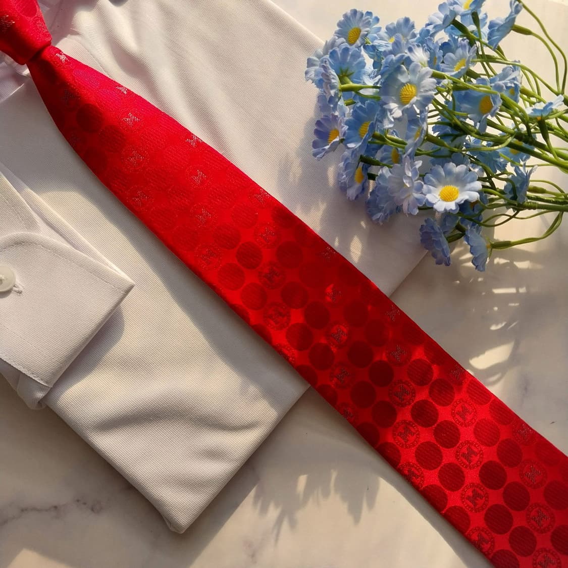 메트로시티 실크 레드 로고 자수 넥타이 7cm A+등급 K1929 상품이미지4