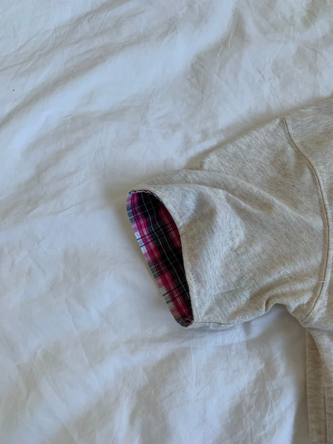 오트밀 빈티지 반팔 후디 상품이미지3