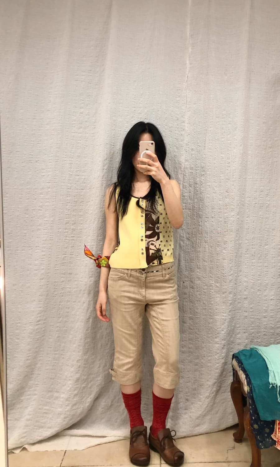 Yellow mesh printing sleeveless 상품이미지3