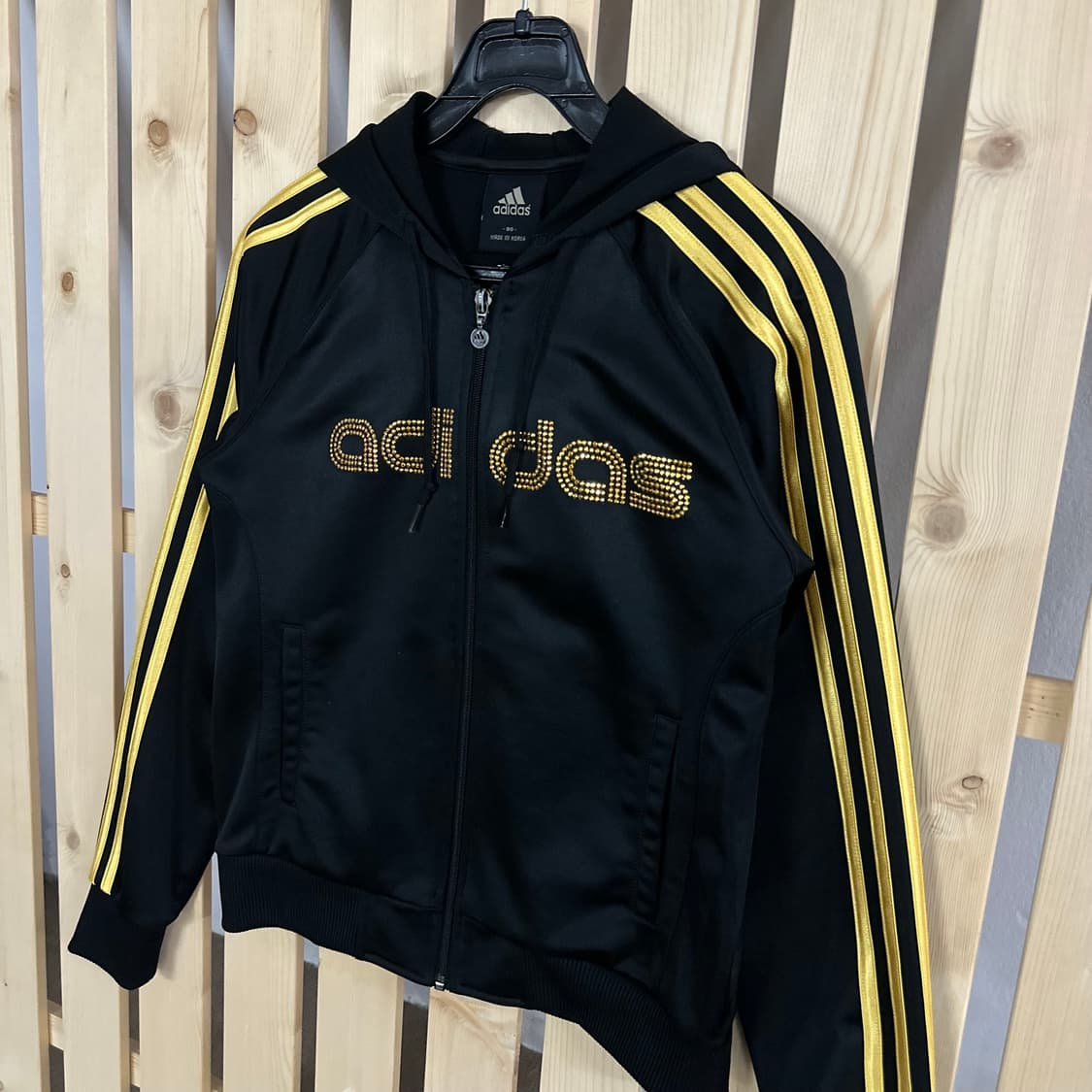 (S) 아디다스 골드 블랙 큐빅 후드 져지 집업 트랙탑 상품이미지2